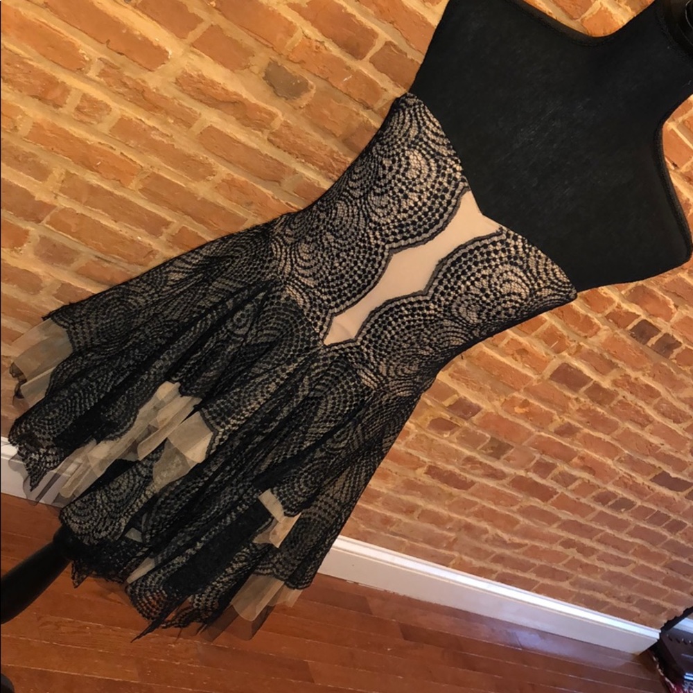 BCBG Black and Beige Cocktail Dress